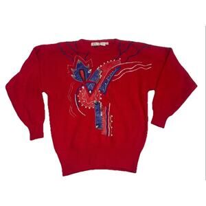 Vintage Ovvio Embellished Appliqué Sweater SZ Med